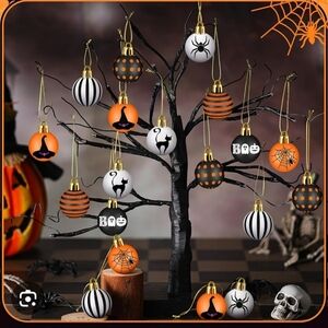 24 Pcs Halloween For Christmas Assorted 1.57" Small Color Plastic Tree Ornaments